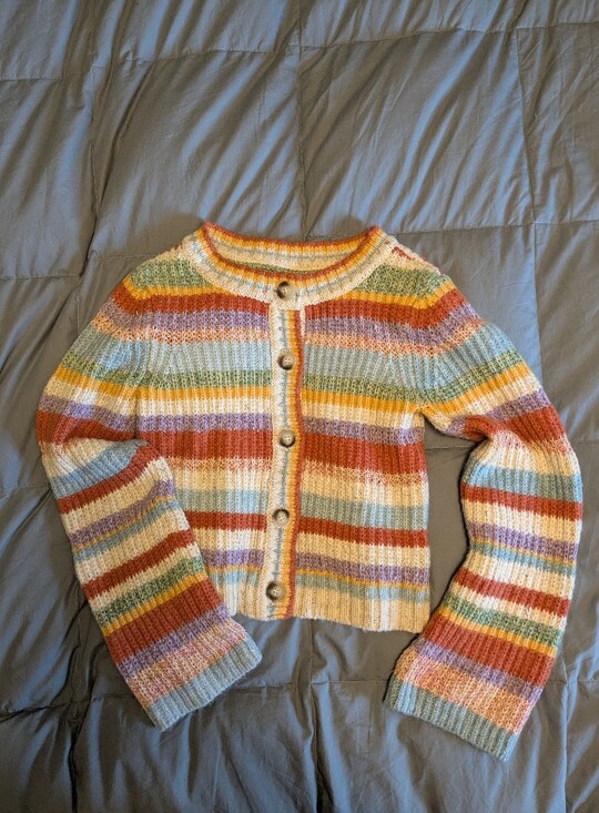 Pilcro Sweaters - Anthropologie Pilcro Multicolor Striped Ribbed Knit Cardigan Small NWoT